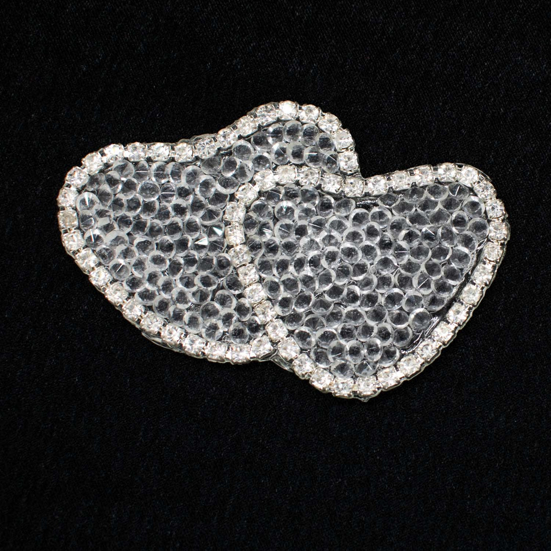 Silver Heart Diamante Iron-on Motif Design-AA05 6.5CM x 4.5CM