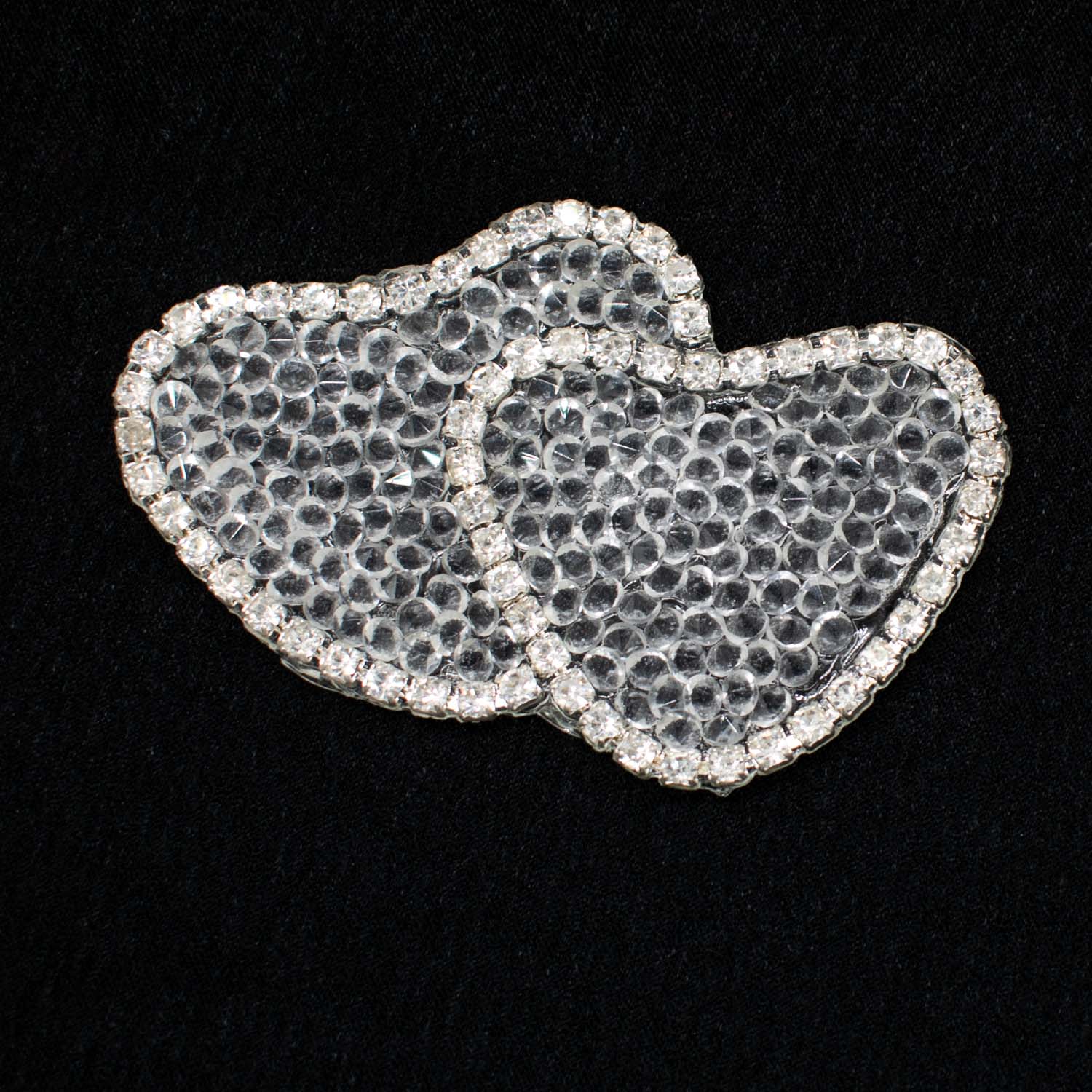 Silver Heart Diamante Iron-on Motif Design-AA05 6.5CM x 4.5CM