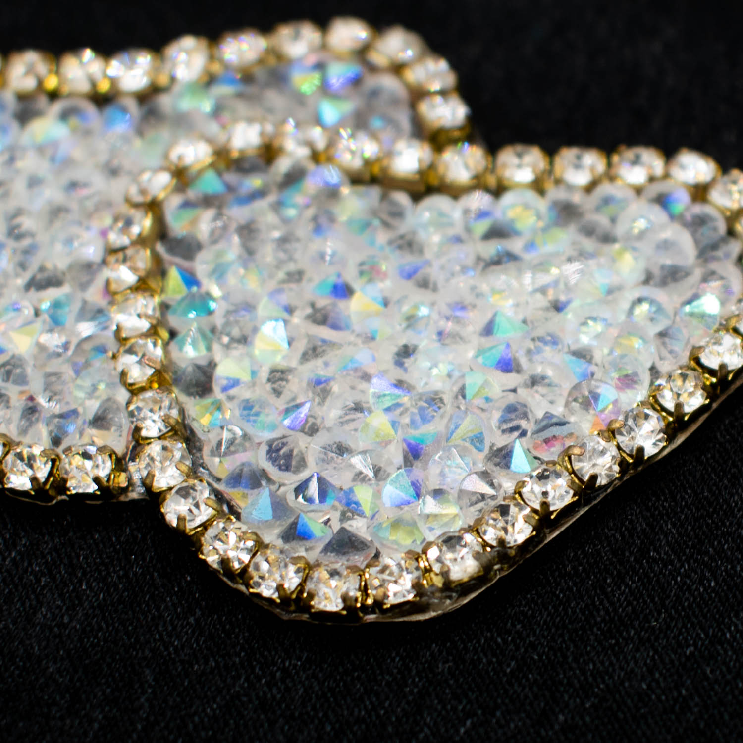 Gold Heart Diamante Iron-on Motif Design-AA05 6.5CM x 4.5CM