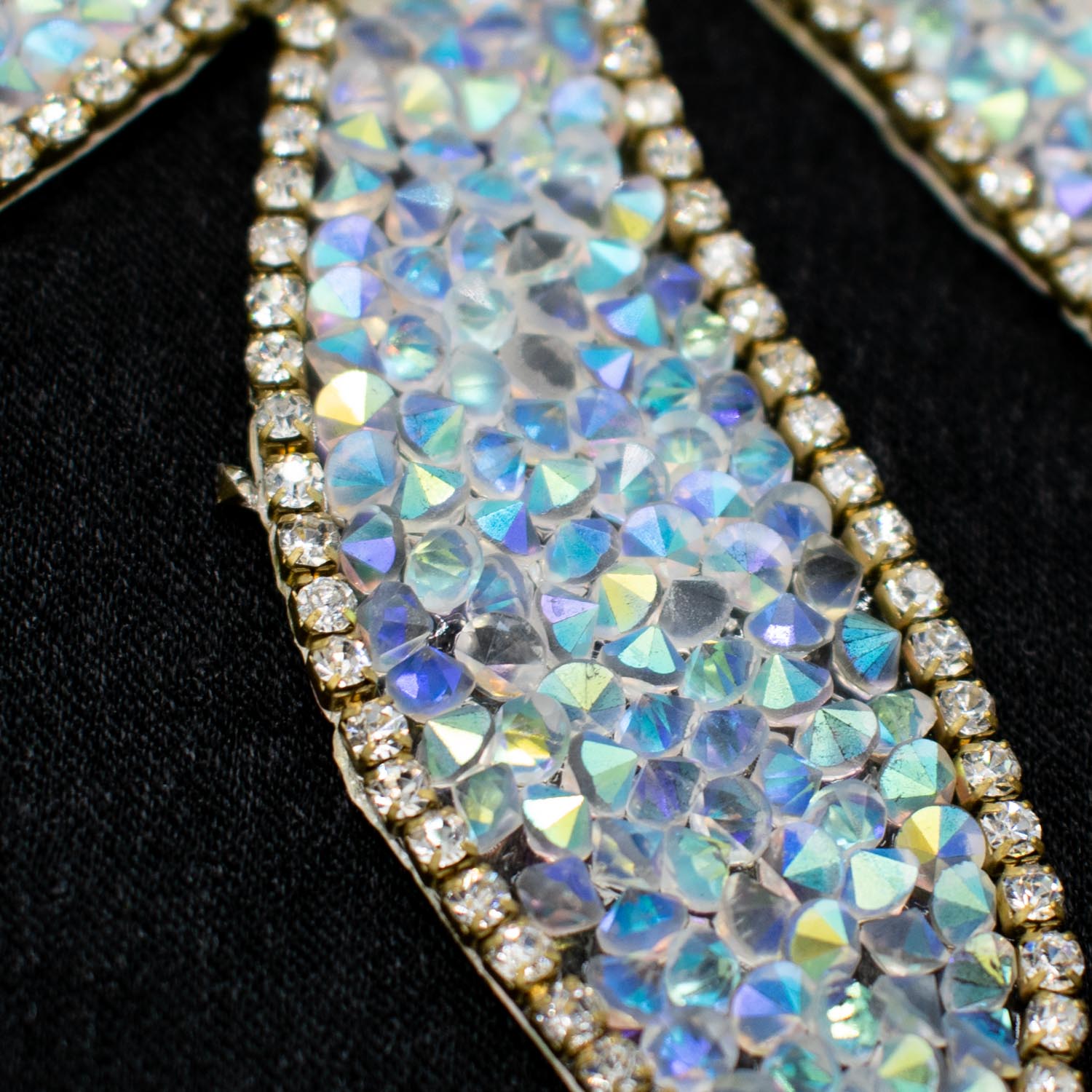 Gold & Ice Blue Diamante Flower Iron-on Design-MOT-AA03 9.5CM x 7.5CM