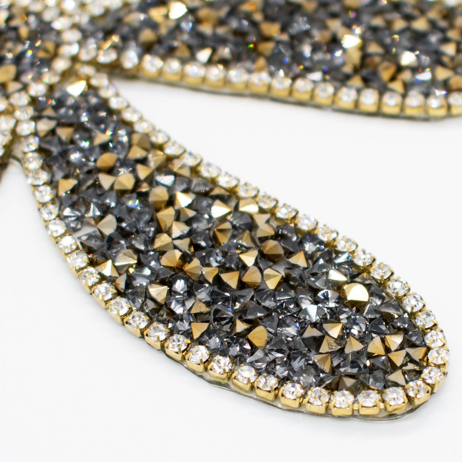 Gold & Silver Diamante Flower Iron-on Motif Design-MOT-AA03 9.5CM x 7.5CM