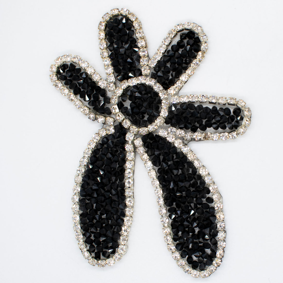 Black Diamante Flower Iron-on Motif Design-MOT-AA03 9.5CM x 7.5CM