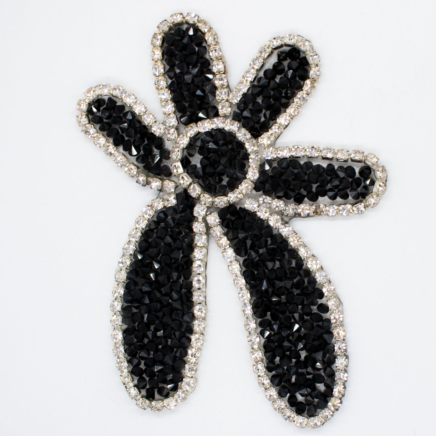 Black Diamante Flower Iron-on Motif Design-MOT-AA03 9.5CM x 7.5CM