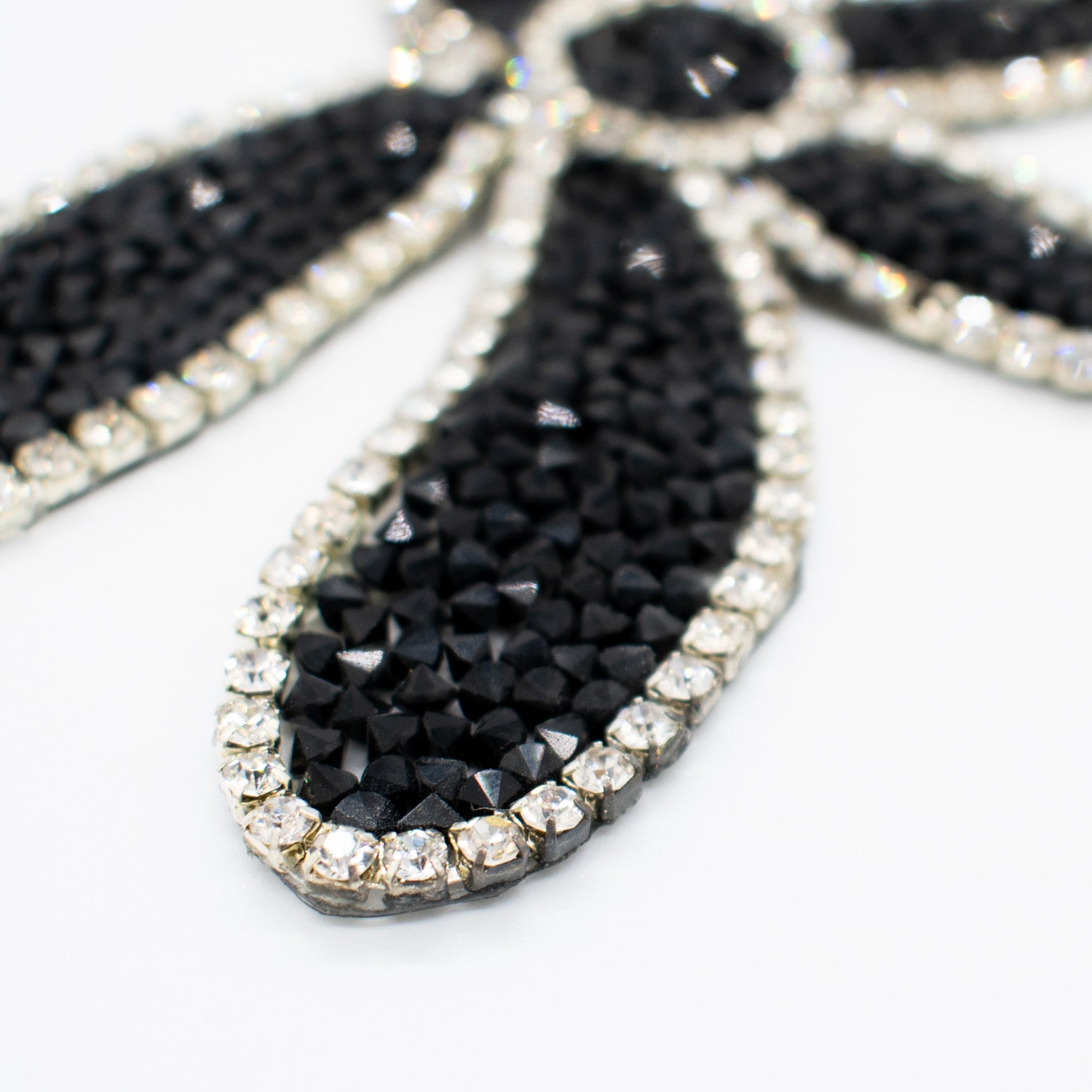 Black Diamante Flower Iron-on Motif Design-MOT-AA03 9.5CM x 7.5CM