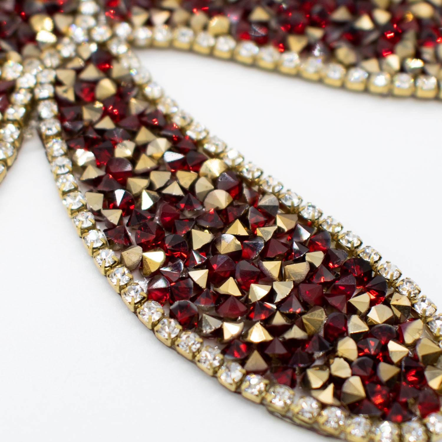 Red & Gold Diamante Flower Iron-on Motif Design-MOT-AA03 9.5CM x 7.5CM