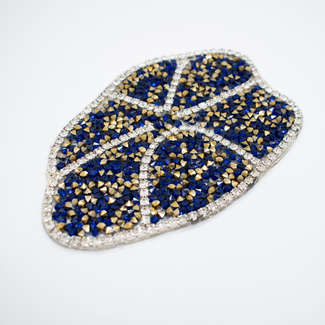 Royal & Gold Diamante Flower Iron-on Motif Design-MOT-AA07 SMALL 9CM x 6CM