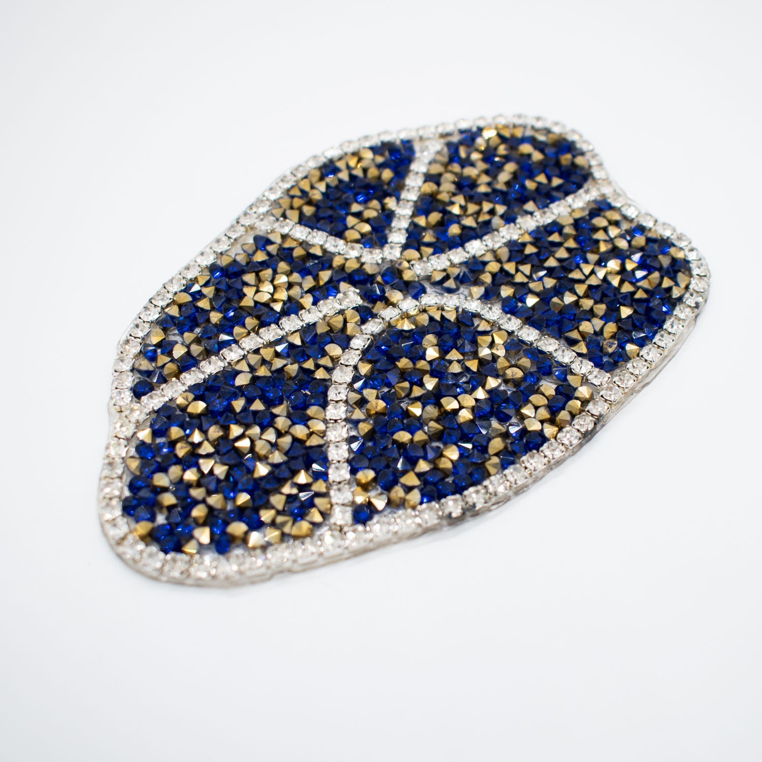 Royal & Gold Diamante Flower Iron-on Motif Design-MOT-AA07 LARGE 10.5CM x 7.5CM