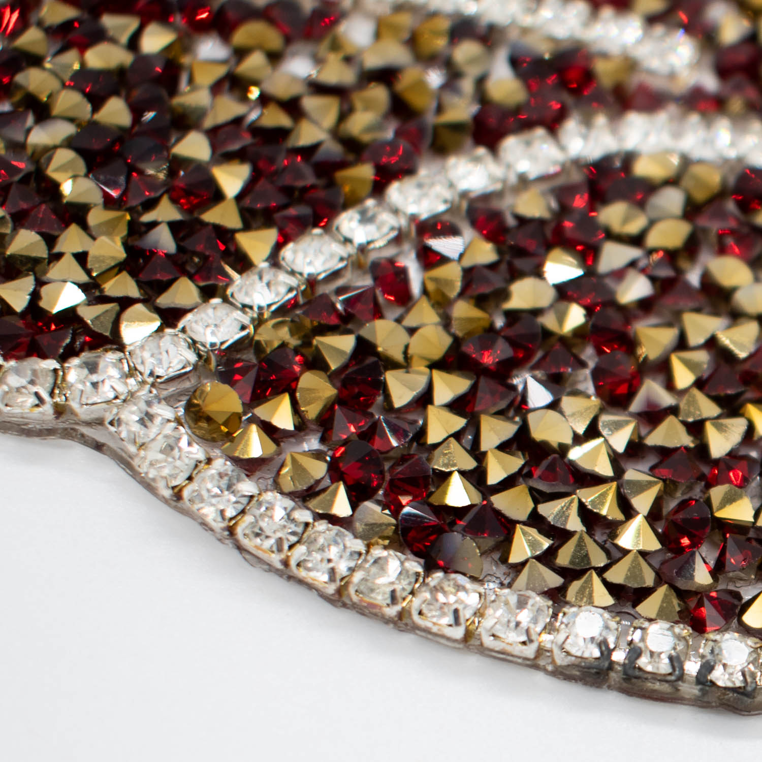 Red & Gold Diamante Flower Iron-on Motif Design-MOT-AA07 LARGE 10.5CM x 7.5CM