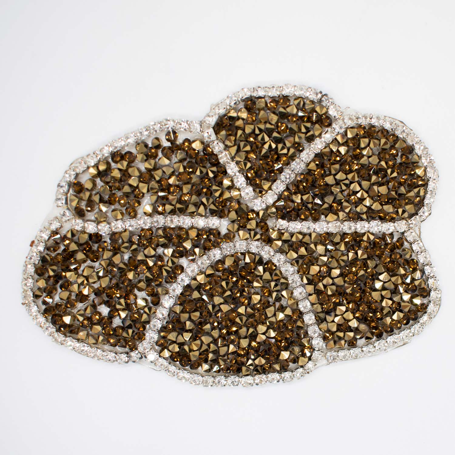 Gold Diamante Flower Iron-on Motif Design-MOT-AA07 LARGE 10.5CM x 7.5CM