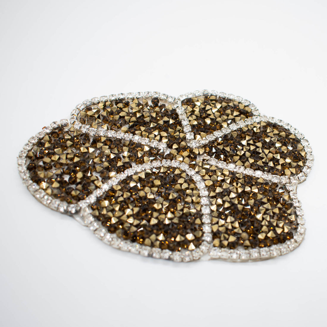 Gold Diamante Flower Iron-on Motif Design-MOT-AA07 LARGE 10.5CM x 7.5CM