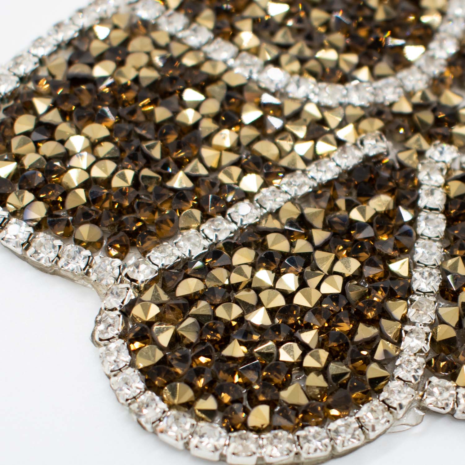 Gold Diamante Flower Iron-on Motif Design-MOT-AA07 LARGE 10.5CM x 7.5CM