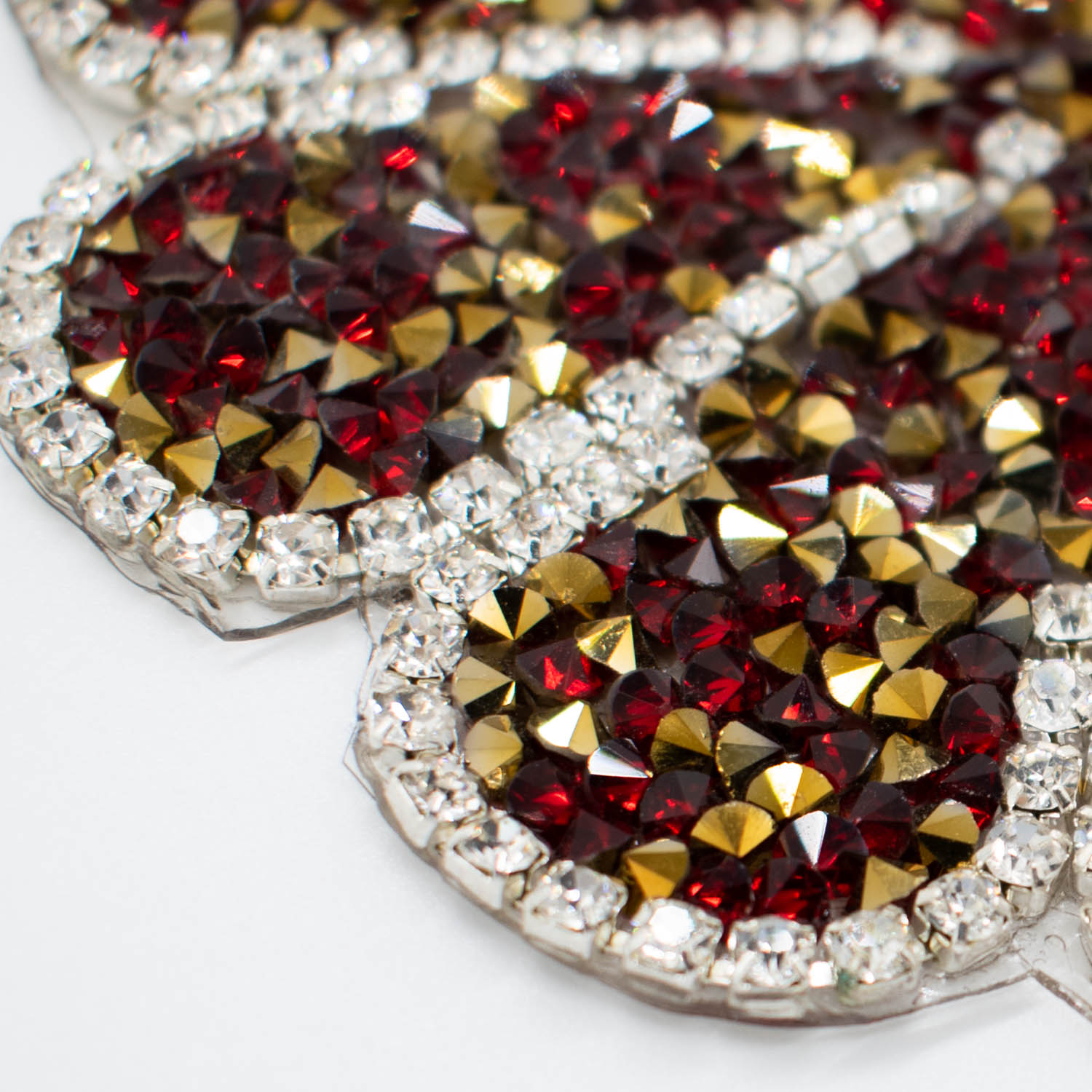 Red & Gold Diamante Flower Iron-on Motif Design-MOT-AA06 9.5CM