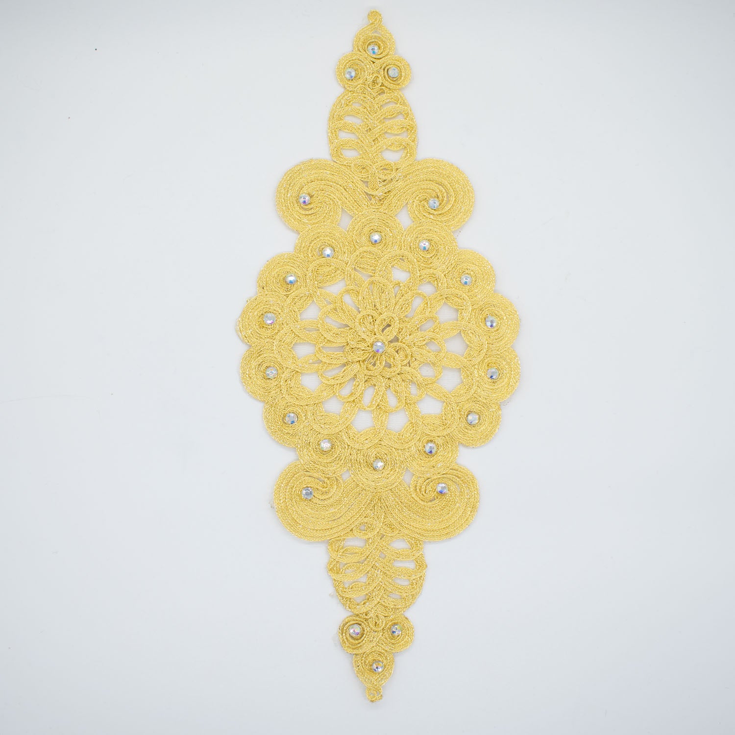 Guipure Diamante Gold Lace Applique Motif Design-MOT-I-26