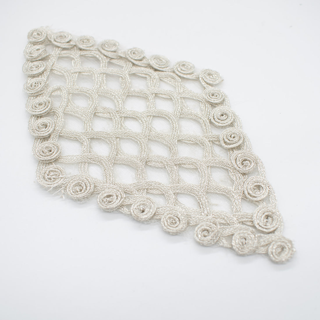 Guipure Silver Lace Applique Motif Design-MOT-I-27