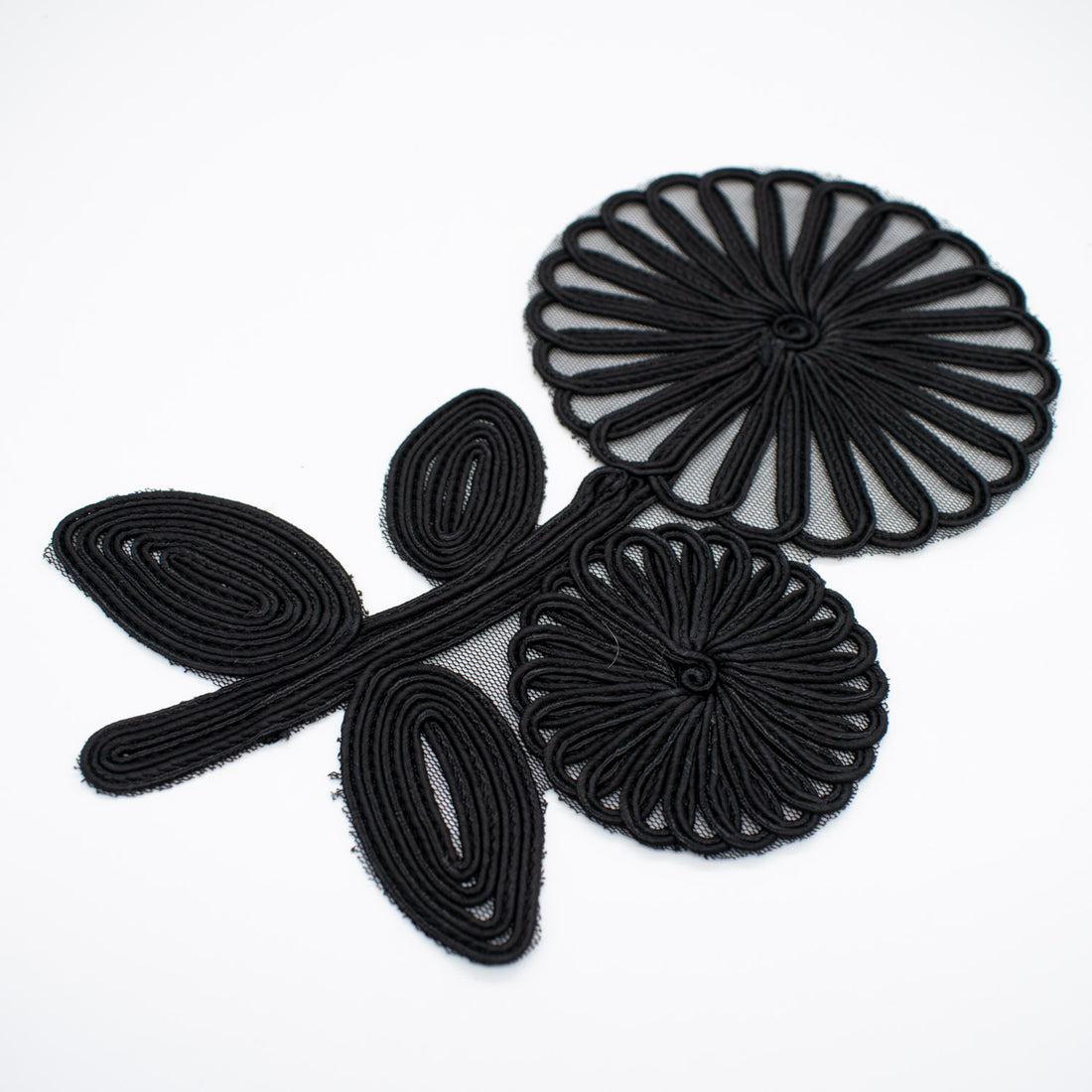 Guipure Flower Lace Black Applique Motif Design-MOT-I-30