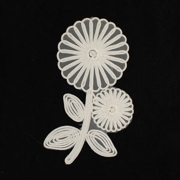 Guipure Flower Lace White Applique Motif Design-MOT-I-30
