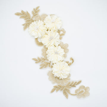 3D Flower Embroidered Applique Motif Design-MOT-I-32