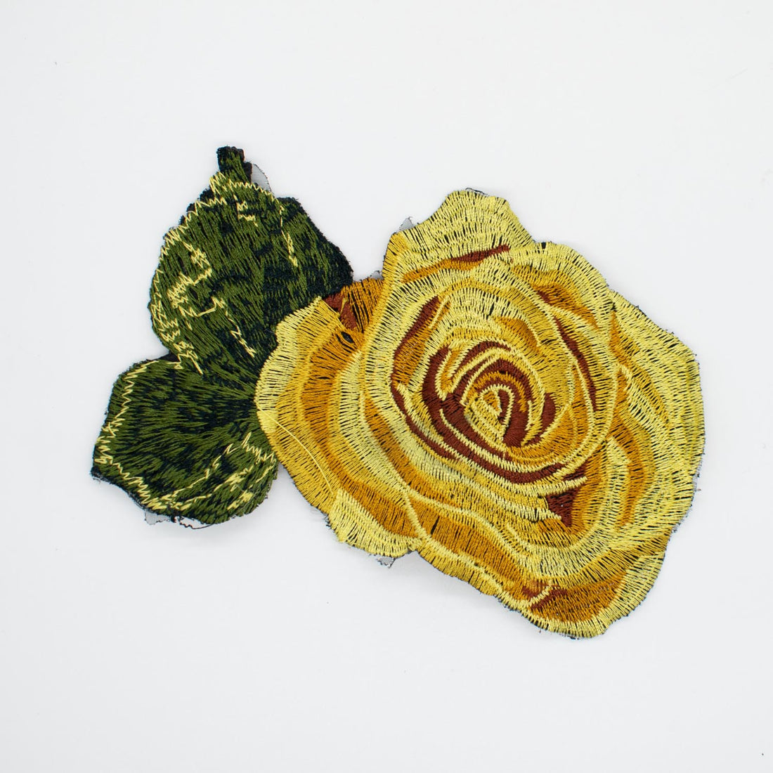 Yellow Rose Flower Embroidered Applique Motif Design-I-34