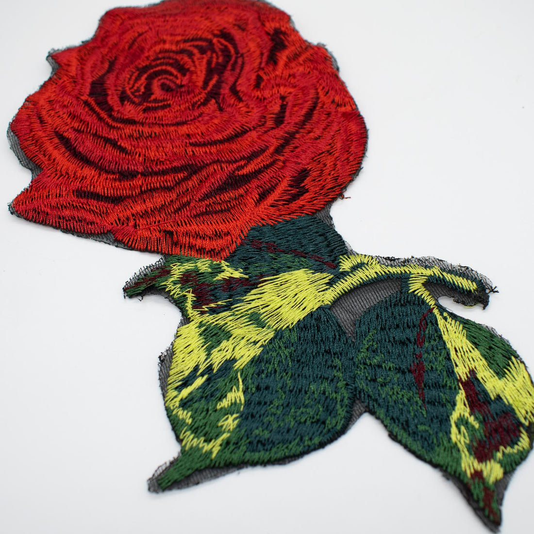 Red Rose Flower Embroidered Applique Sew On Motif