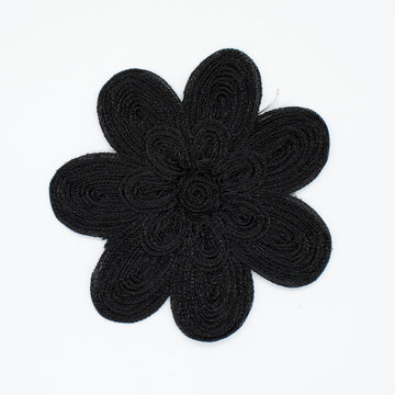 Guipure Flower Lace Black Applique Motif Design-MOT-I-37