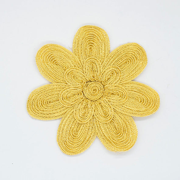 Guipure Flower Lace Gold Applique Motif Design-MOT-I-37