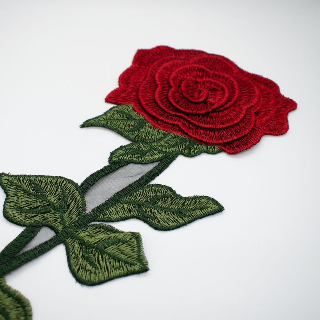 3D Red Rose Flower Embroidered Applique Motif Design-I-42