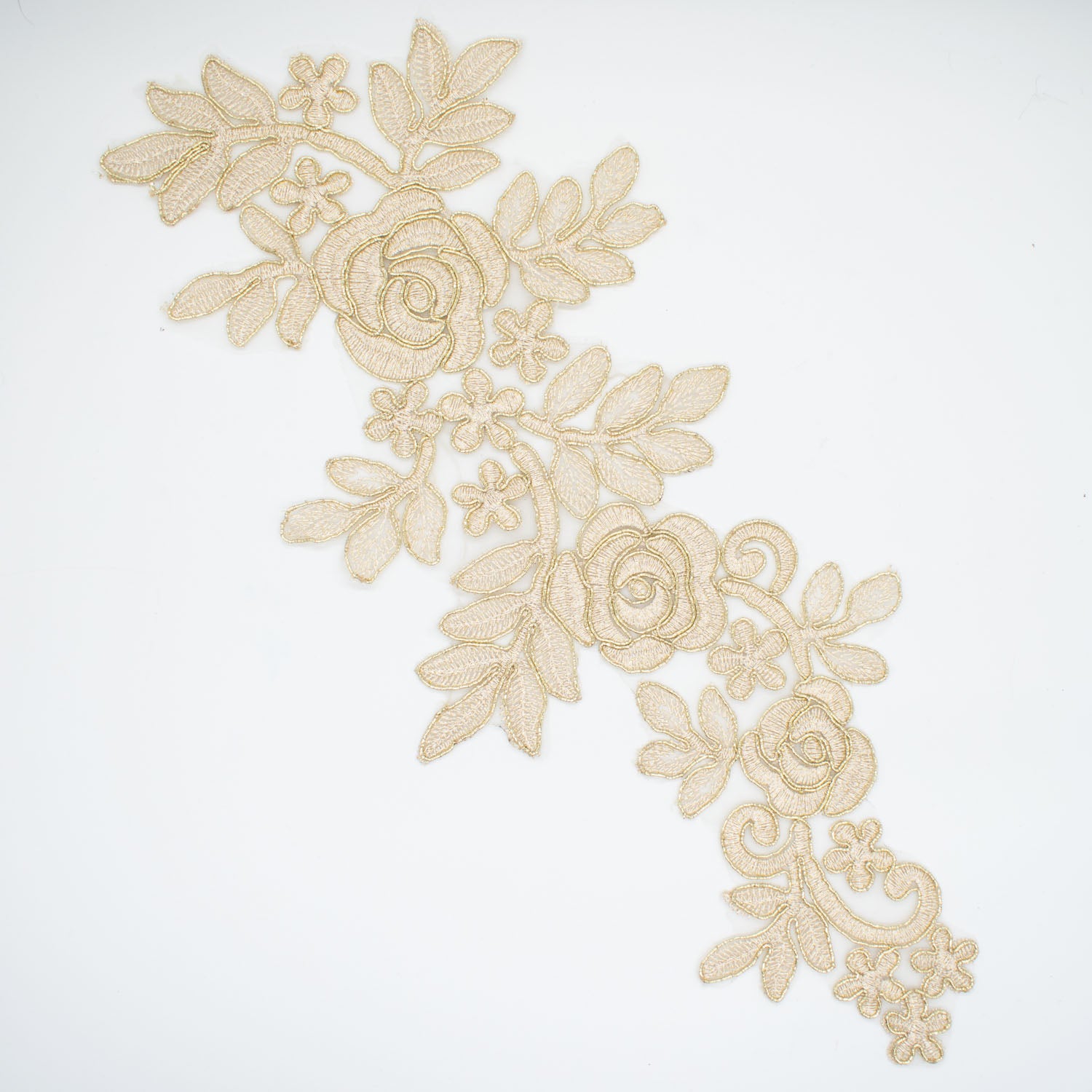 Gold Flower Embroidered Lace Applique Motif Design-MOT-N