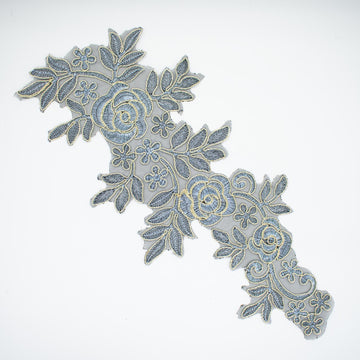 Sky Flower Embroidered Lace Applique Motif Design-MOT-N