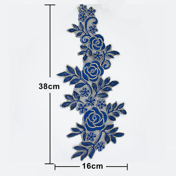 Royal Flower Embroidered Lace Applique Motif Design-MOT-N