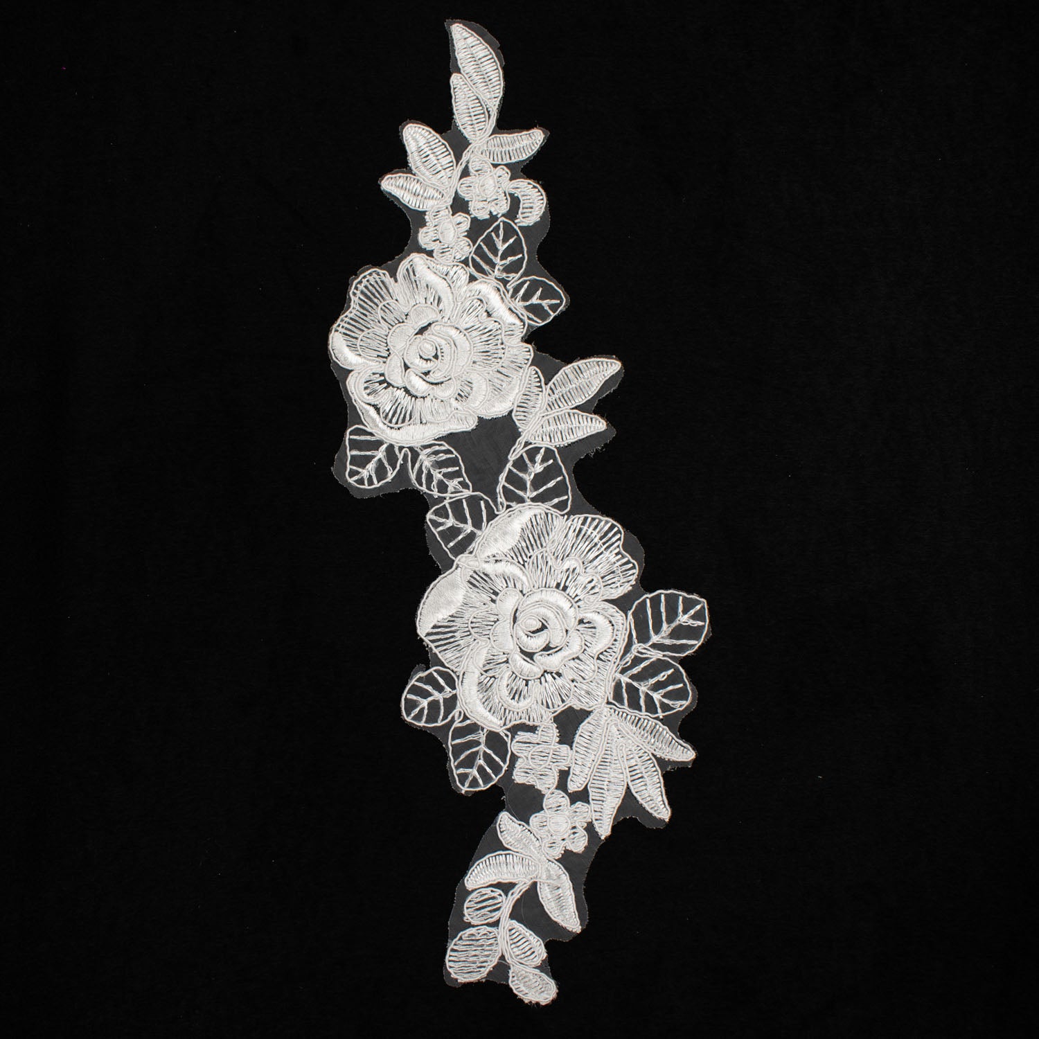 White Flower Embroidered Lace Applique Motif Design-MOT-Q