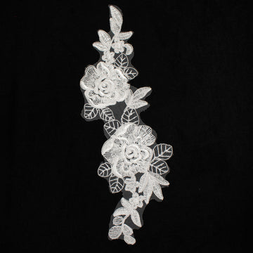 White Flower Embroidered Lace Applique Motif Design-MOT-Q