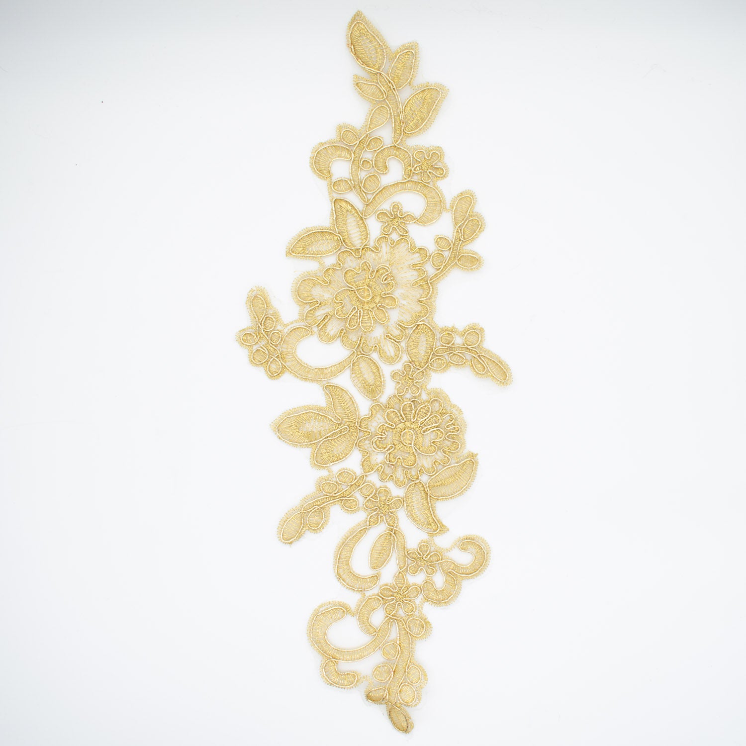 Gold Flower Embroidered Lace Applique Motif Design-MOT-S