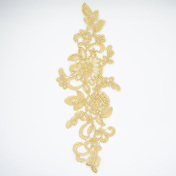 Gold Flower Embroidered Lace Applique Motif Design-MOT-S