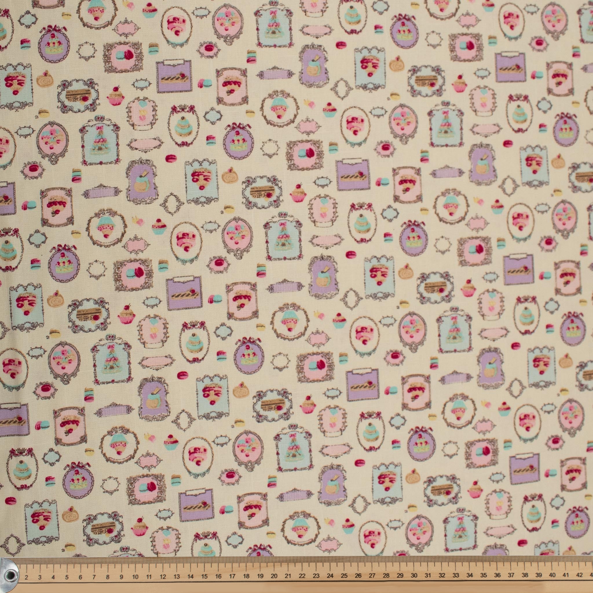 Cream Macaron Bakery Cotton Canvas Print