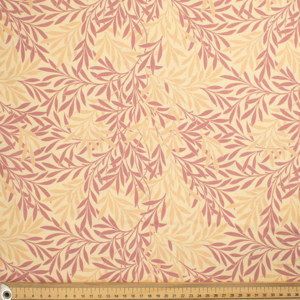 Maurice Style Collection #06 Dusty Pink Leaves on Cream Cotton Prints