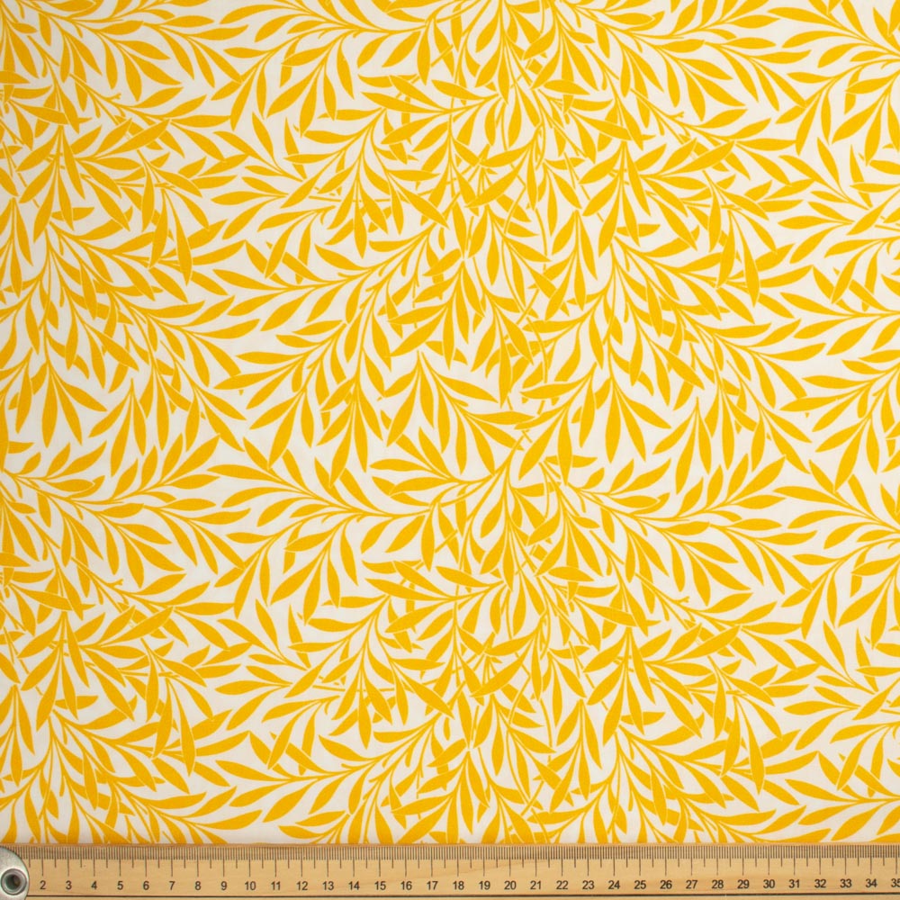 Maurice Style Collection #05 Yellow Leaves on Cream Cotton Prints