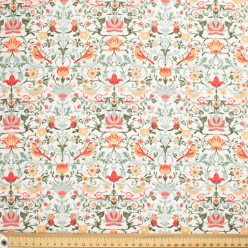 Maurice Style Collection #04 Multi Colour Birds & Floral on White Cotton Prints