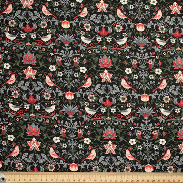 Maurice Style Collection #01 Red Birds & Floral on Black Cotton Prints