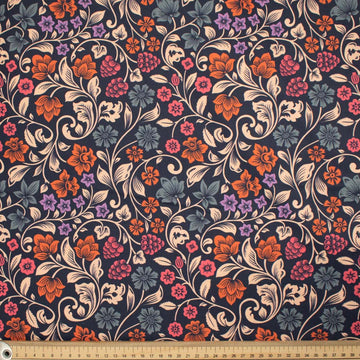 Maurice Style Collection #13 Multi Colour Floral Vines on Navy Cotton Prints