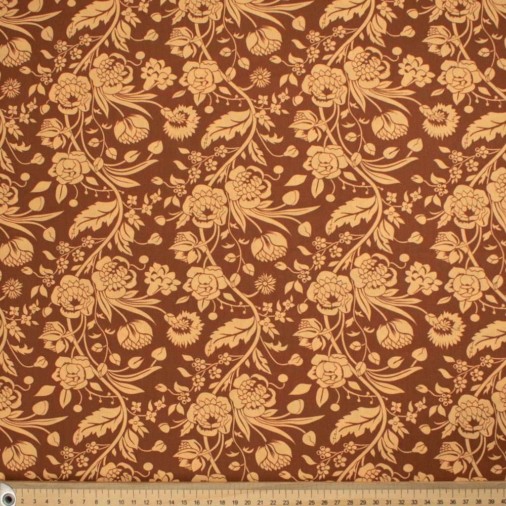 Maurice Style Collection #09 Latte Floral Vines on Brown Cotton Prints