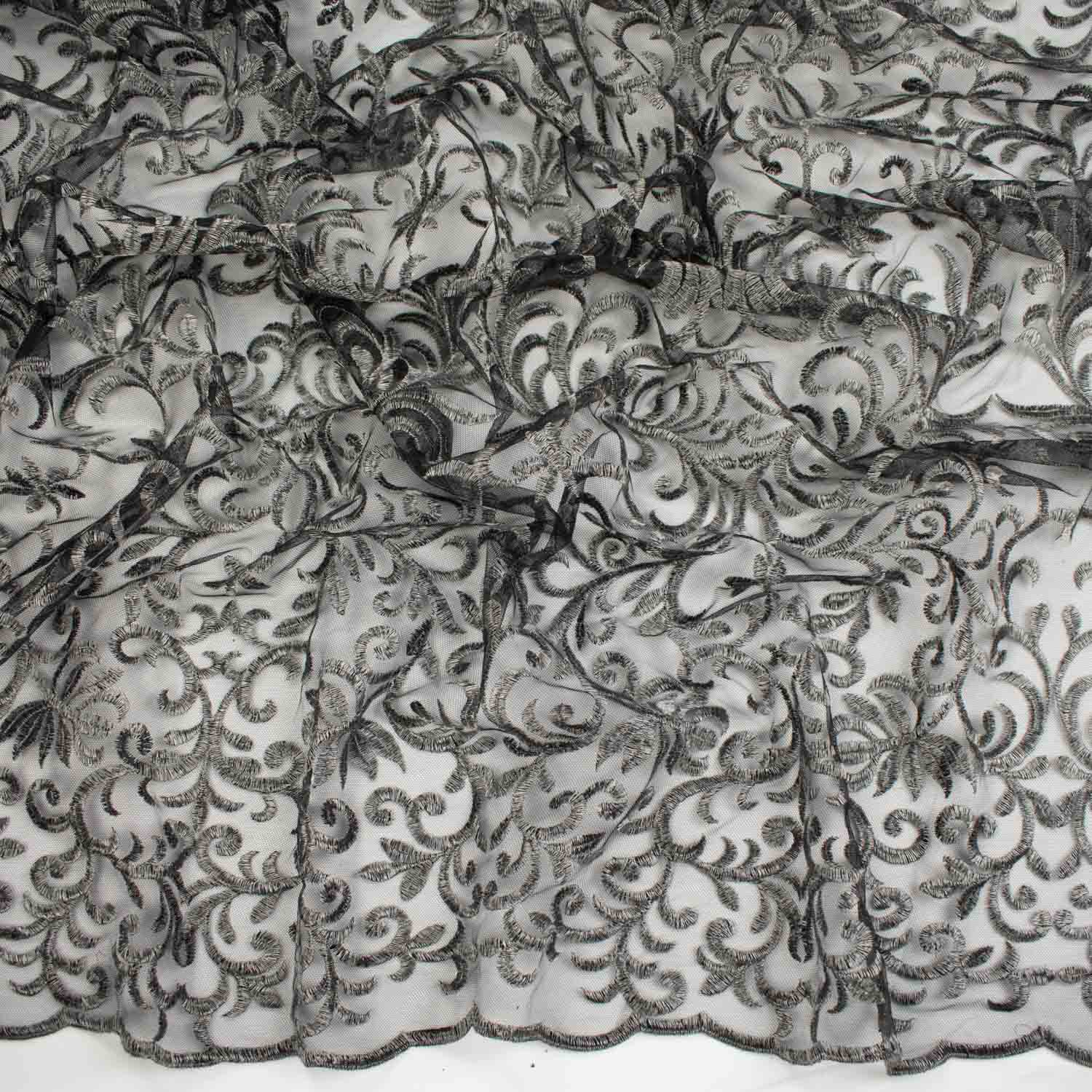 Metallic Embroidered Floral Vine Lace Design-2