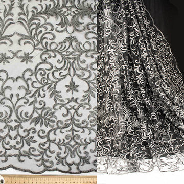 Metallic Embroidered Floral Vine Lace Design-2