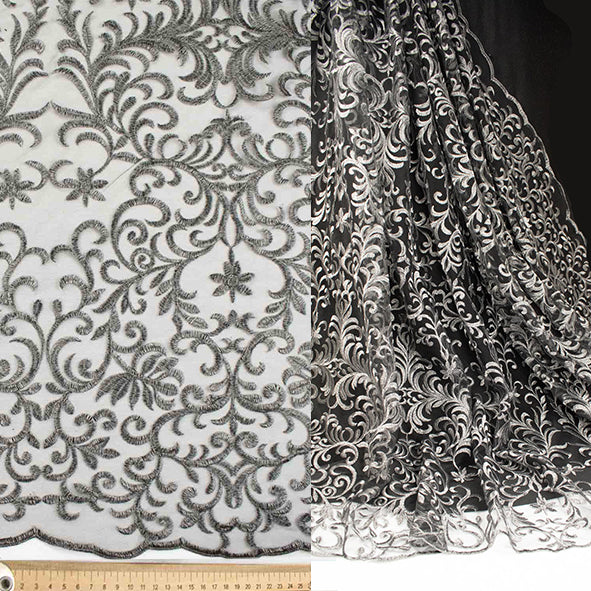 Metallic Embroidered Floral Vine Lace Design-2
