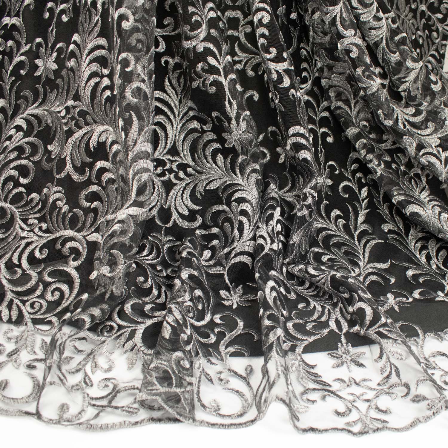 Metallic Embroidered Floral Vine Lace Design-2