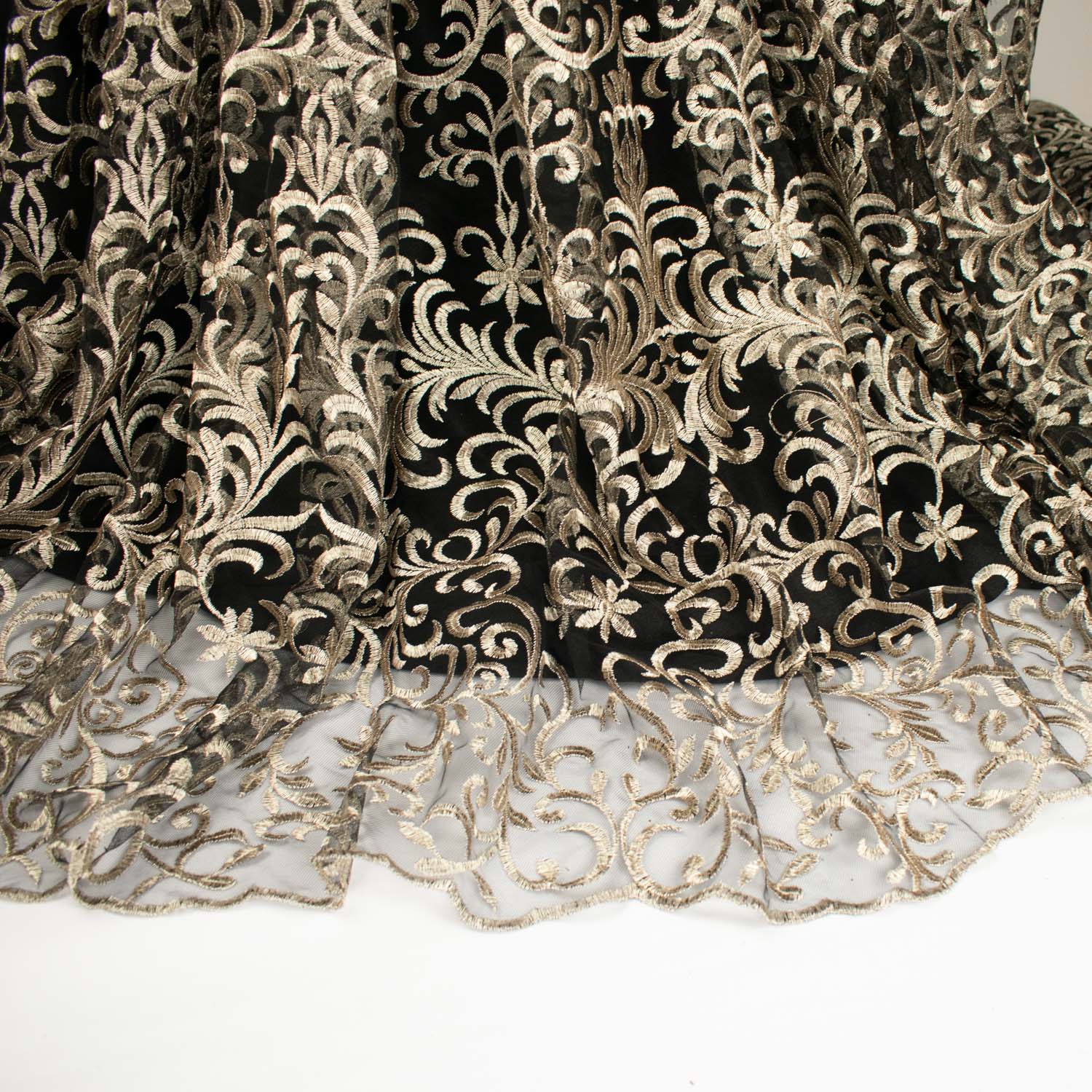 Metallic Embroidered Floral Vine Lace Design-3