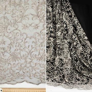 Metallic Embroidered Floral Vine Lace Design-4