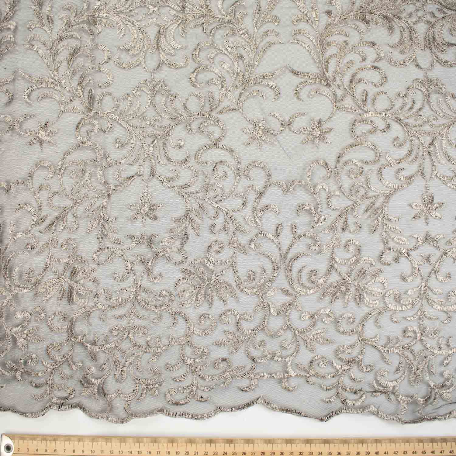 Metallic Embroidered Floral Vine Lace Design-4