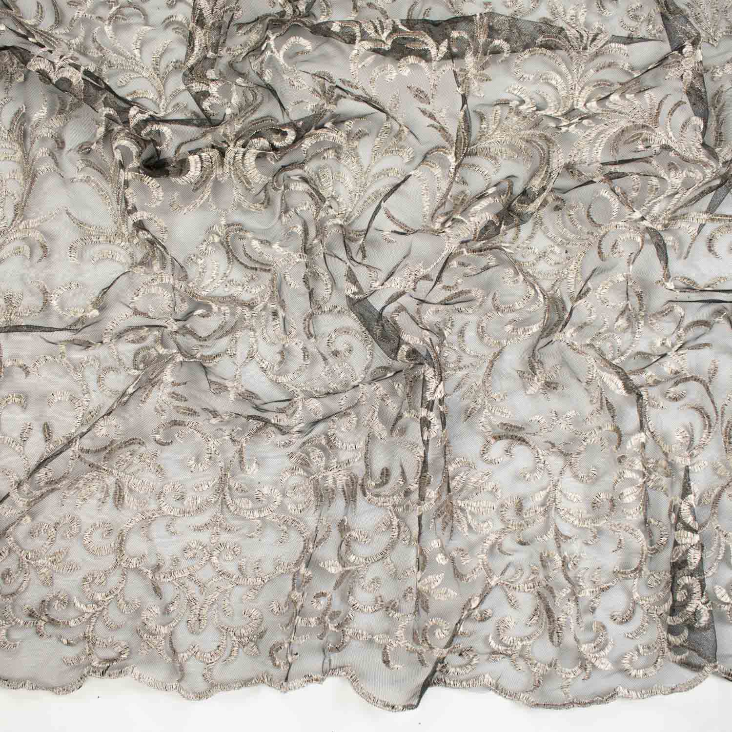 Metallic Embroidered Floral Vine Lace Design-4