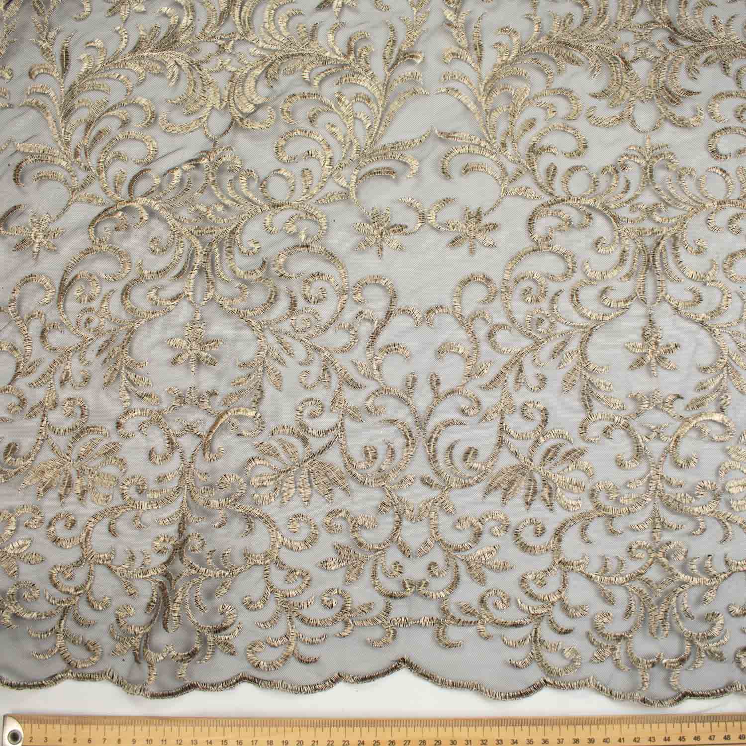 Metallic Embroidered Floral Vine Lace Design-3