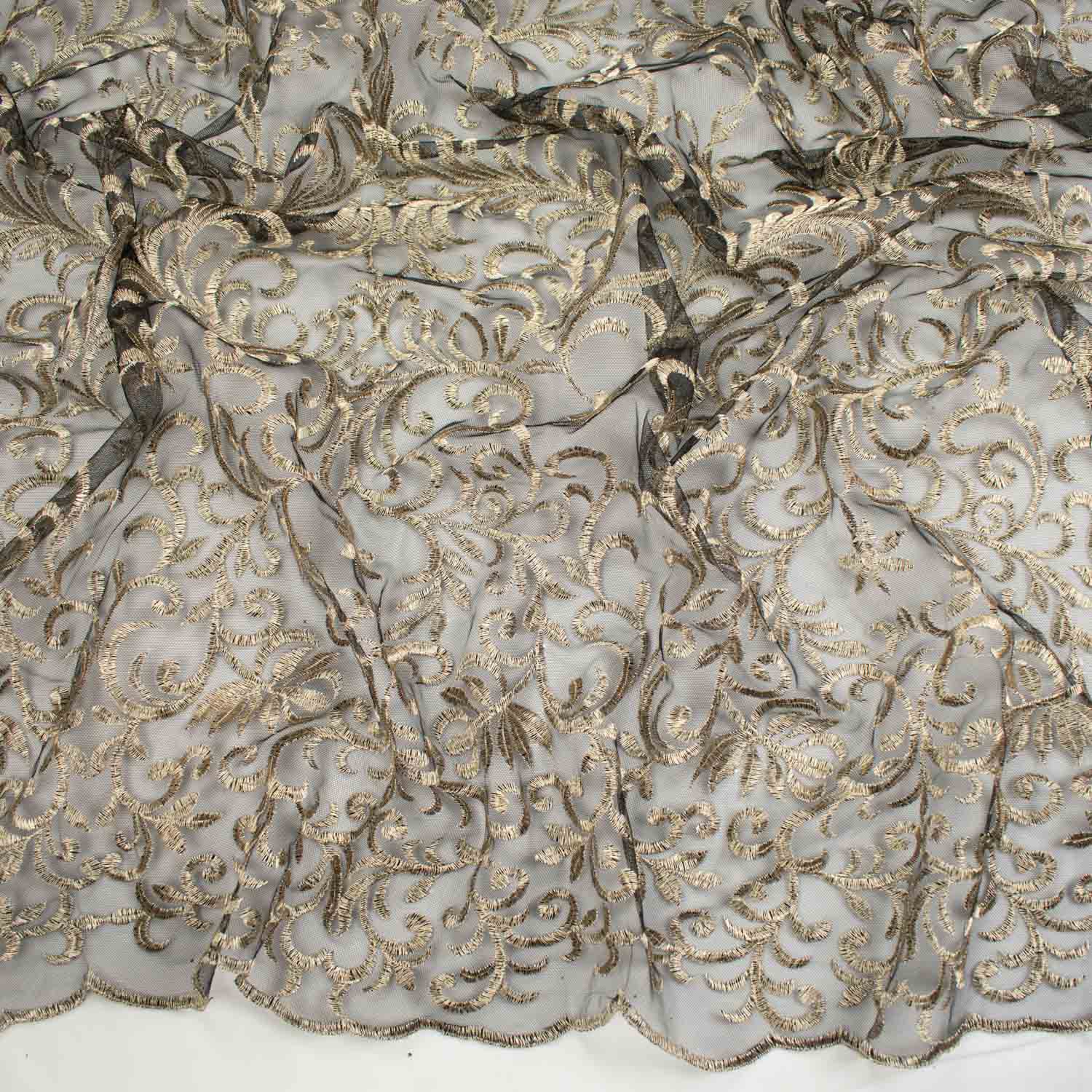 Metallic Embroidered Floral Vine Lace Design-3